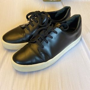 Vince Black Leather Lace Up Platform Sneakers Slip on Shoes Size 8.5
